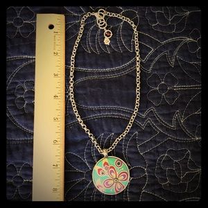 Vintage LUCKY BRAND hand painted pendant necklace